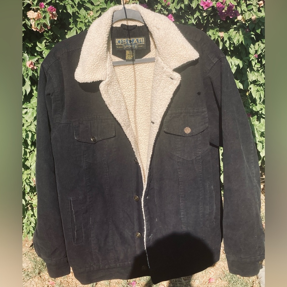 OSHAH Men's Black Corduroy Sherpa Jacket
